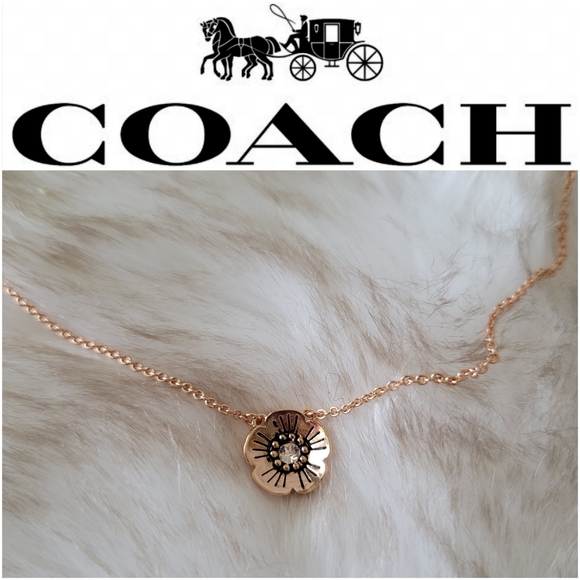Coach Jewelry - 🔥🔥Coach Rose Gold Tea Rose Crystal Necklace